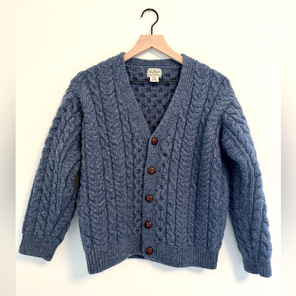 Vintage L.L. Bean Blue Cable Knit Sweater